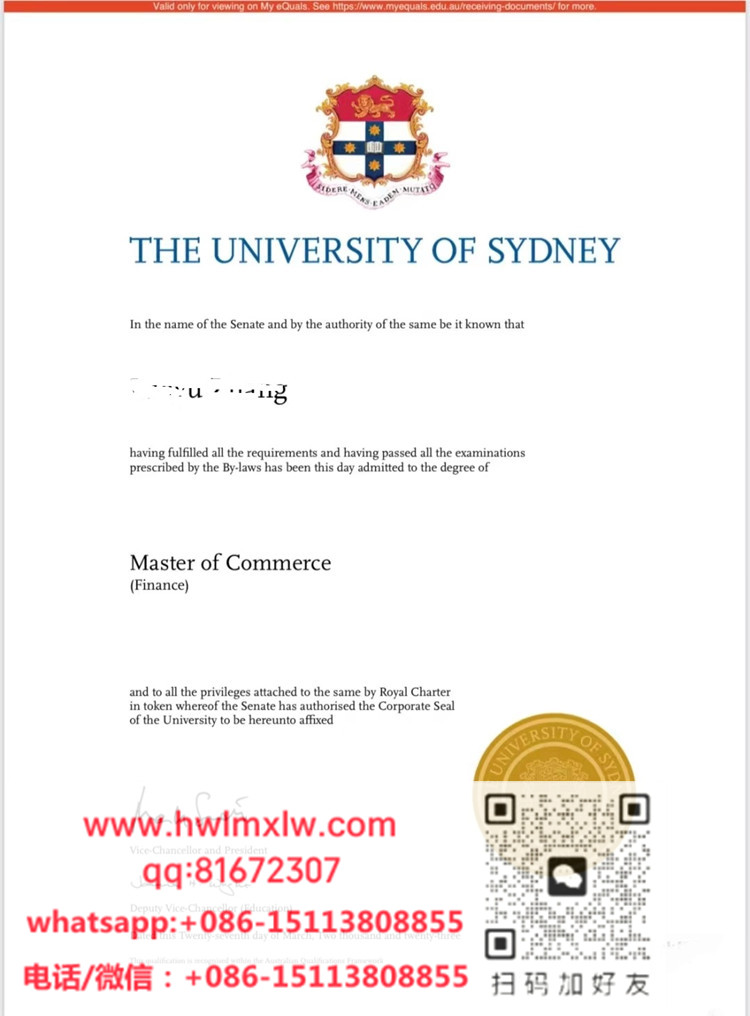 USYD Master Diploma Certificate