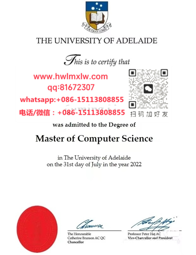 The University of Adelaide Master Diploma Certificate