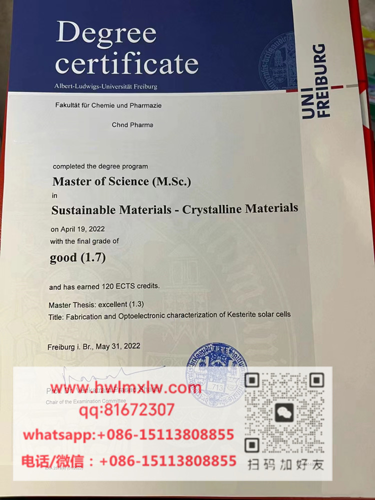 Universität Freiburg Master Diploma Certificate