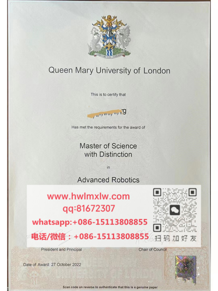 Queen Mary University of London Master Diploma Certificate