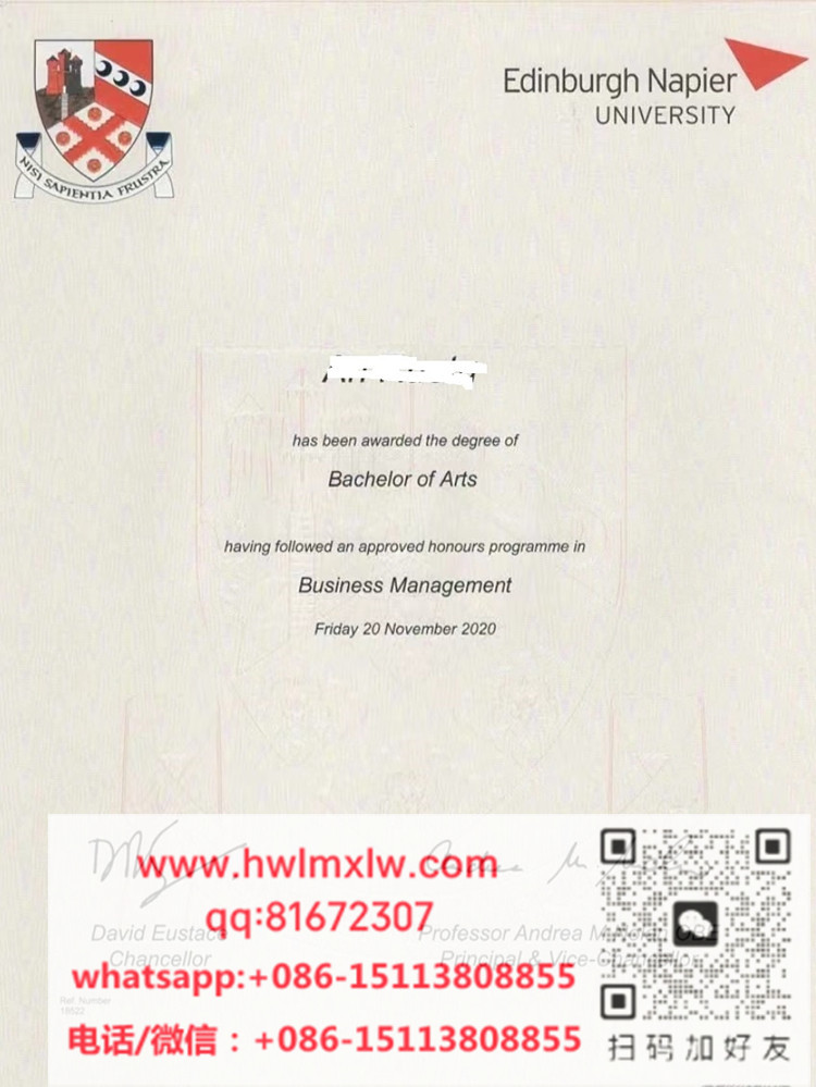 Edinburgh Napier University Bachelor Diploma Certificate