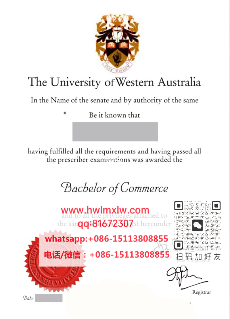 西澳大学本科毕业证书样本|购买西澳大学本科毕业证书|制作西澳大学研究生文凭|办澳大学文凭|UWA  Bachelor Diploma Certificate