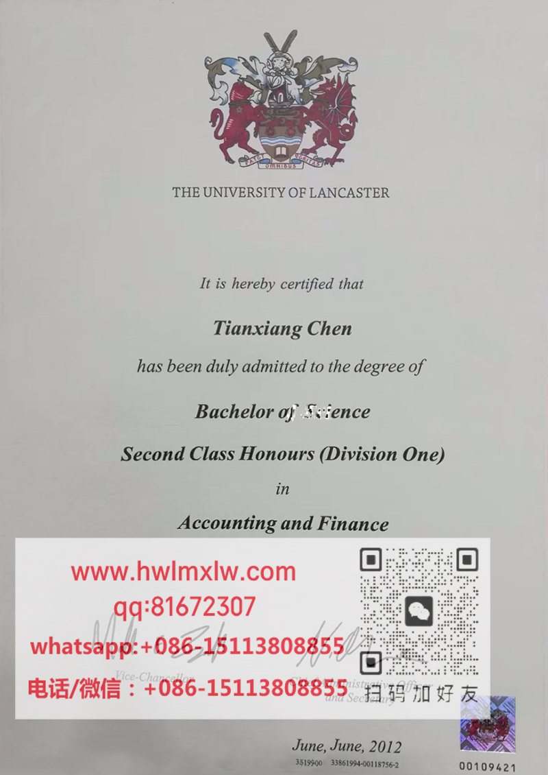 Lancaster University Bachelor Diploma Certificate
