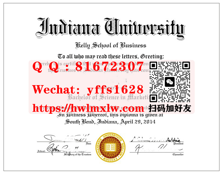 美国印第安大学毕业证书范本Indiana University Bachelor Diploma Certificate
