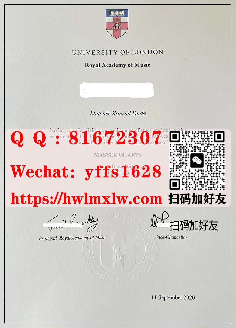 英国伦敦大学新版硕士学位毕业证书范本University of London Master Diploma Certificate
